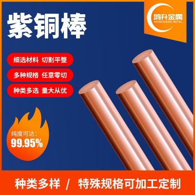 T2紫铜棒实心定制切割厂家 C1100红铜棒无氧紫铜棒