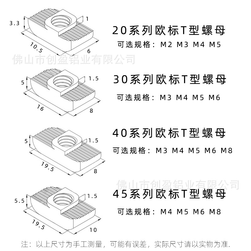 欧标T型螺母规格