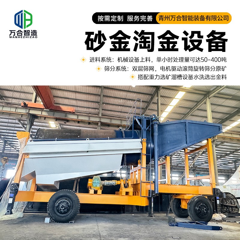 水洗砂金提取设备 滚筒筛选金机鼓动溜槽重选 移动式淘金设备图3