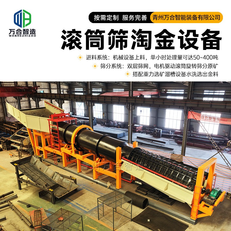 洗沙淘金设备 滚筒式筛砂机选金设备 陆地选金机械 滚筒筛淘金车图2