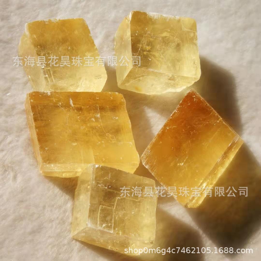 天然水晶冰洲石原石 黄色晶体 矿标方解石 收藏品摆件观赏石批发图2