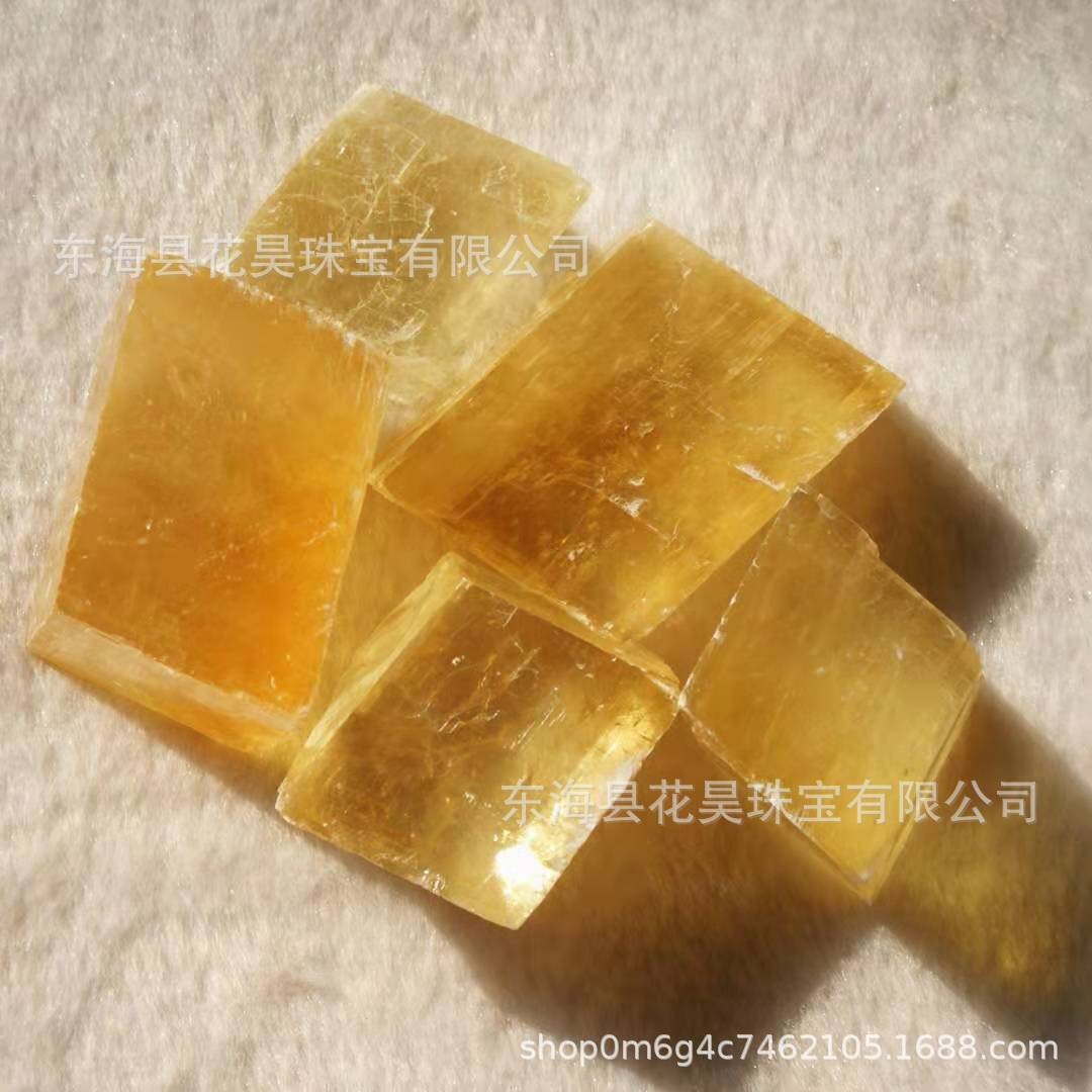 天然水晶冰洲石原石 黄色晶体 矿标方解石 收藏品摆件观赏石批发图3